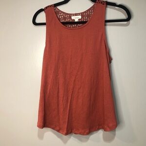 Creneau Rust Sleeveless Crochet Lace Tank Top